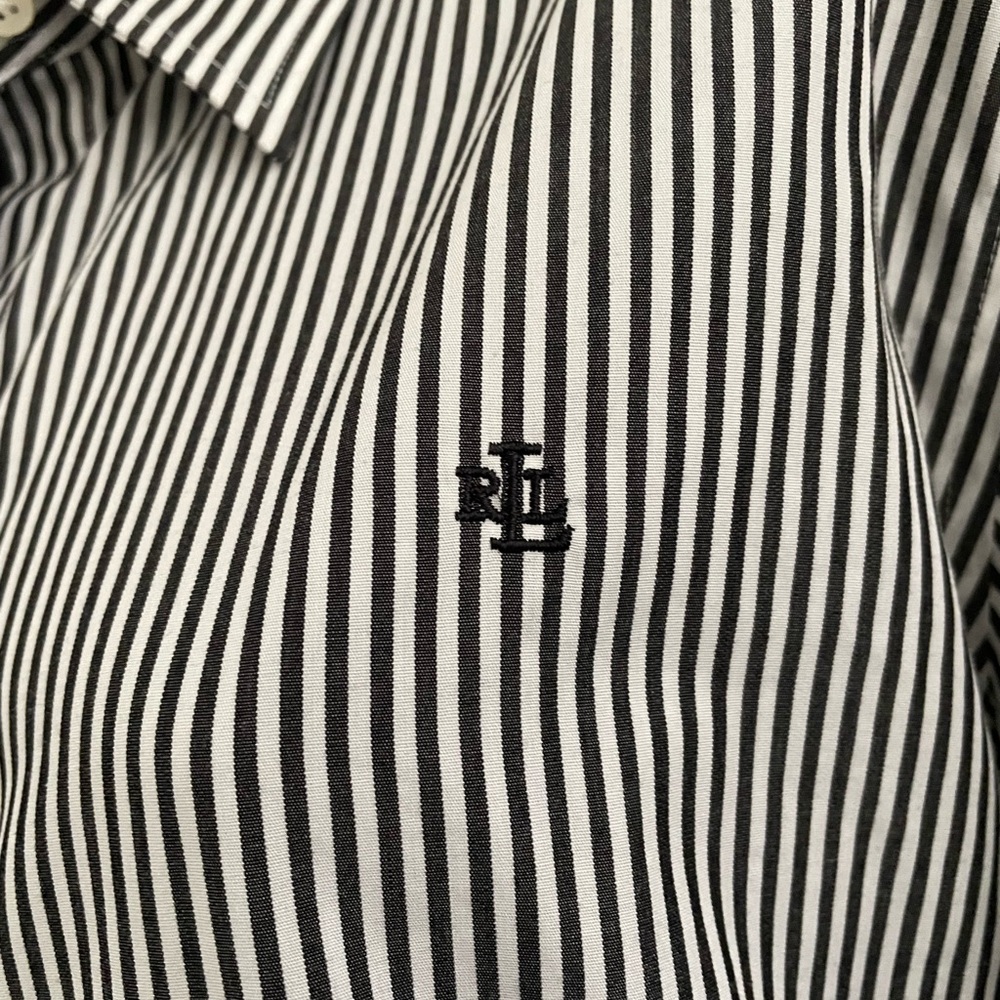 Ralph Lauren Black and White Vertical Stripe Button-Down Shirt - Picture 3 of 6